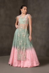 Misty Garden – Pastel Ombre party Lehenga with Floral Jack
