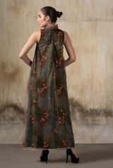 Woodland Veil – Forest Green Fairy Maxi Dress for Women