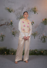 Swan Bloom elegant white floral embroidered co ord set