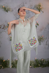 Pocket Poetry – Blush Pink Co-ord Set with Modern Embroidery - Set of 2
