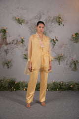Buttercup Bloom mustard floral embroidered co ord set with pants