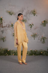 Buttercup Bloom – Mustard Floral Co-ord Set for Women- Set of 2