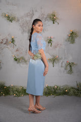 Blue Whisper – Powder Blue Floral Embroidered Co-ord Set  - Set of 2