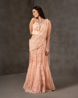 Blush Whimsy – Peach Embroidered Wedding Lehenga Dress
