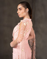 Lace Bloom – Blush Pink Designer Co-ord Set with Cape Detail