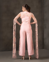 Lace Bloom – Blush Pink Designer Co-ord Set with Cape Detail