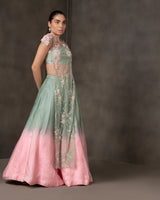 Misty Garden – Pastel Ombre party Lehenga with Floral Jack