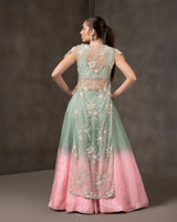 Misty Garden – Pastel Ombre party Lehenga with Floral Jack