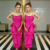 Flattery Bow – Handcrafted Raw Silk Pret Gown with Floral Sequins