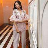 Rosita Shine – Blush Pret Designer Co-ord Set with Ruffles & Embroidery