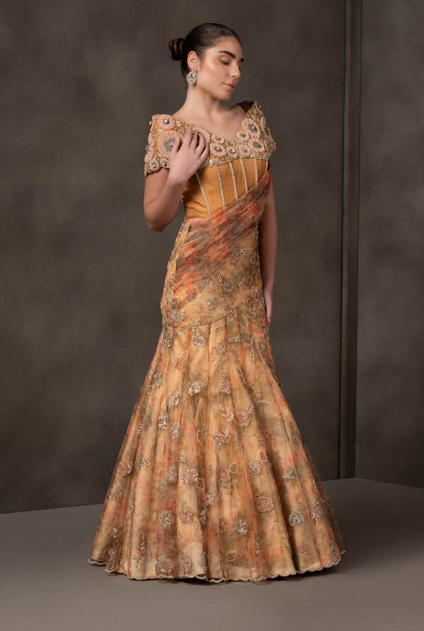 Sunlit Bloom – Floral Embroidered Reception Lehenga