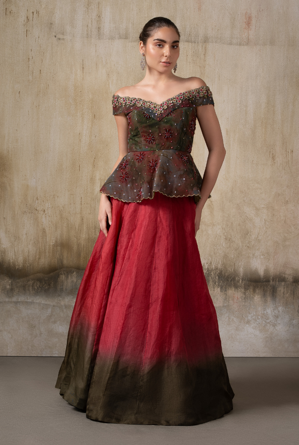 Twilight Bloom – Ombre Indo Western Fairy Skirt Set