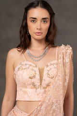 Blush Whimsy – Peach Embroidered Wedding Lehenga Dress