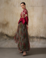 Crimson Enchant – Maroon Indo Western Jacket Fairy Style Dress