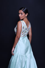 Rosemary – Mint Green Dress  Dupion  elegant western dress for women