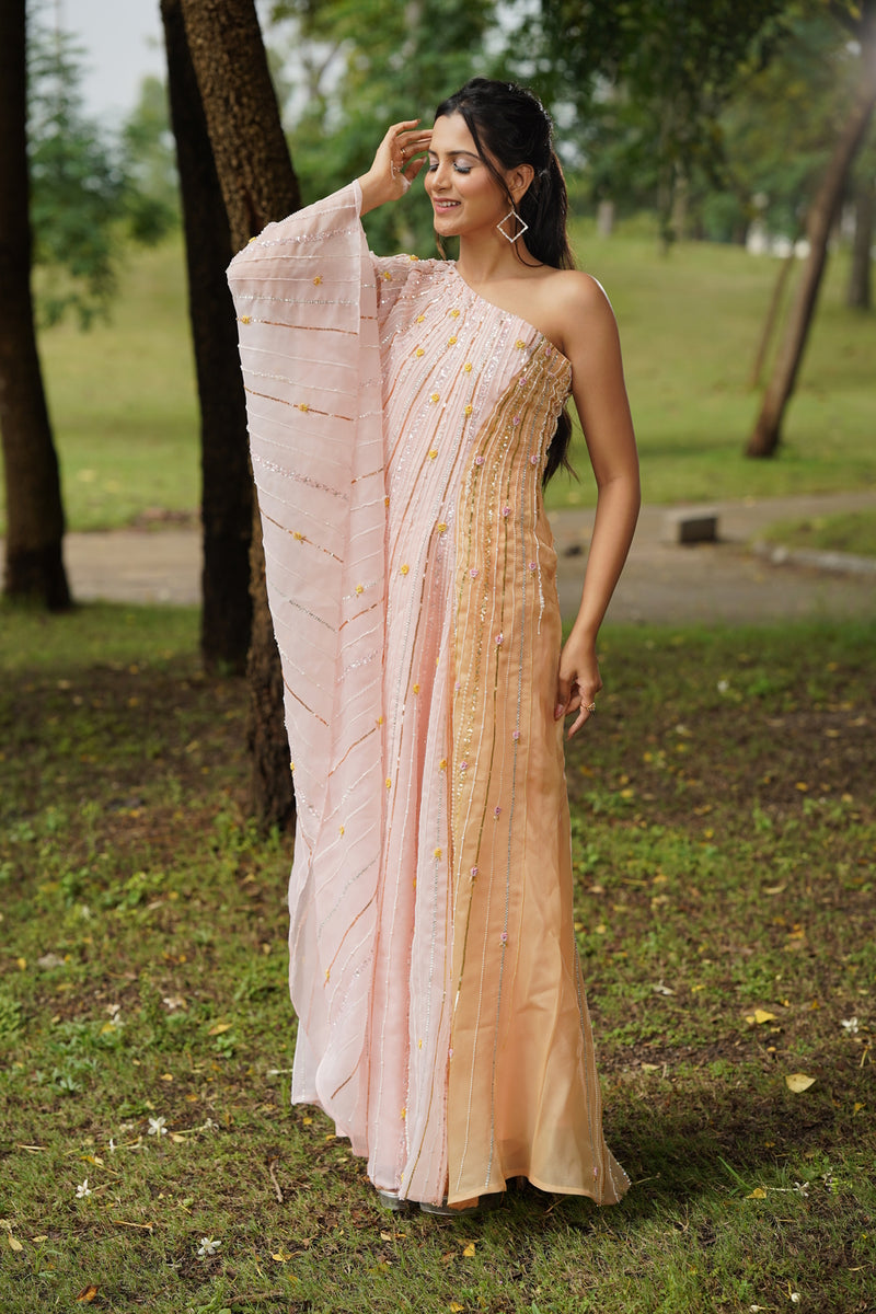 off shoulder indo western dresses Ladies Silk Off-shoulder Indo-western Dress With Plazo Style - Color: Orange at Best Price in Noida