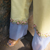 Coral Knots Pastel Yellow Linen Pret Jacket & Pants Set