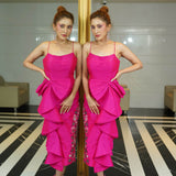 Flattery Bow – Handcrafted Raw Silk Pret Gown with Floral Sequins